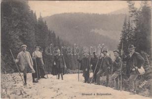 Retyezát-hegység, Retezat Mountains; hómező / winter, alpinist, Adler (EK)