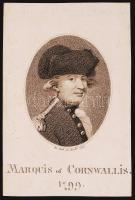 1799 Cornwall márkija rézmetszet / Marquis de Cornwallis etching 9x12 cm