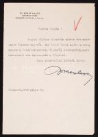 1936 Dr. Bakay Lajos (1880-1959) orvos, egyetemi tanár aláírása levélen