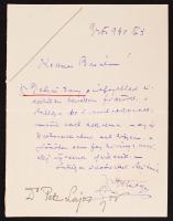 1930 Petz Lajos orvos saját kézzel írt levele