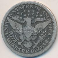 Amerikai Egyesült Államok 1909D 1/4$ Ag "Barber" T:3 USA 1909D 1/4 Dollar Ag "Barber" C:F