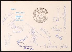 1968 Magyar labdarúgó válogatott által aláírt levelezőlap (Rákosi Gyula, Noskó Ernő, Juhász István, Páncsics Miklós, stb.)