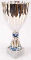 Győzelmi serleg, fém, festett kerámia, márvány talapzaton, m:32 cm