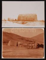 cca 1914--1918 fotók egy német katonai repülőgépről (11×8 cm) és repülőgép hangárról (11×7 cm) / cca 1914--1918 photos about a German airplane and a hangar