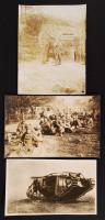 cca 1914--1918 fotók olasz hadifoglyokról (1917. 11×7 cm), angol tankról (10,5×6,5 cm), és kitüntetés átadásáról (8×10,5 cm) cca 1914--1918 photos about Italian prisoners of war, a British tank and soldiers
