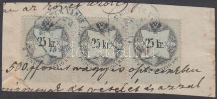 3 x 25kr okmánybélyeg kivágáson