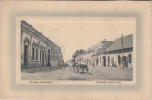 Hátszeg Hunyadi János utca, Hunyadi szálloda, Pilseni sörcsarnok, Cementárugyár, Sbuchea Miklós kiadása / street, hotel, beer hall