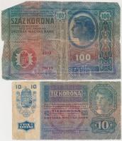 1912. 100K + 1915. 10K + 1916. 1K (2x) + 1917. 2K (2x) mindegyik "Deutschösterreich" felülbélyegzéssel T:vegyes