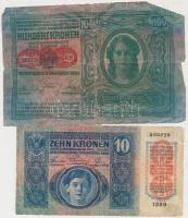 1912. 100K + 1915. 10K + 1916. 1K (2x) + 1917. 2K (2x) mindegyik "Deutschösterreich" felül...