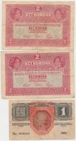 1912. 100K + 1915. 10K + 1916. 1K (2x) + 1917. 2K (2x) mindegyik "Deutschösterreich" felül...