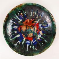 Városlődi halas dísztál, jelzett, hibátlan, d:34 cm