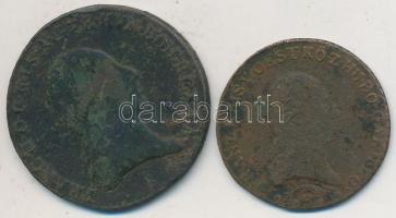 1800S 3Kr Cu "I. Ferenc" + 1812B 1Kr Cu "I. Ferenc" T:3