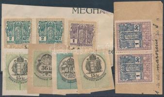 9 db okmánybélyeg kivágásokon
