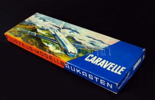 Cca 1980 Flugzeug Modellbaukasten Caravelle utasszállító repülőgép modell, eredeti dobozában, leírás...