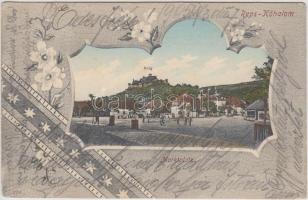 Kőhalom, Piac tér, vár / market place, castle, Art Nouveau (EK)