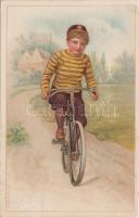 Cycling boy, litho