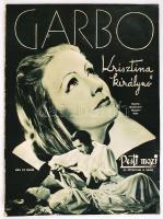 cca 1933 Pesti Mozi című újság III. Évfolyam 3. szám, a címlapon Greta Garboval a Krisztina királynő című filmben