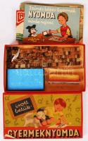Retró Gyermeknyomda készségfejlesztő játék, eredeti dobozában, leírással, 14×23 cm
