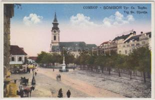 Zombor, Sombor; Szent György tér, templom / square, church (ázott / wet damage)