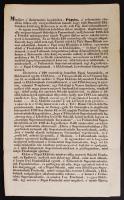 1839. február 25. Tóth Ferenc dunántúli református szuperintendens felhívása adakozásra a Pápai Református Kollégium bővítéséhez. Nyomtatott magyar szöveg.