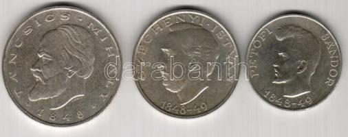 1948. 5Ft+10Ft+20Ft Ag "Petőfi, Széchenyi, Táncsics-Szabadságharc" sor T:2