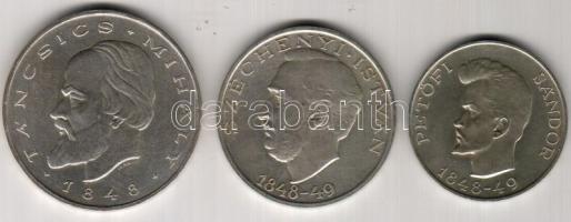 1948. 5Ft+10Ft+20Ft Ag "Petőfi, Széchenyi, Táncsics-Szabadságharc" sor T:2