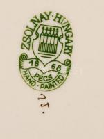 Zsolnay búzavirág mintás kis tálka, kézzel festett, jelzett, hibátlan, d: 12 cm