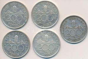 1992. 200Ft Ag "MNB" (5x) T:2,2- Adamo F13