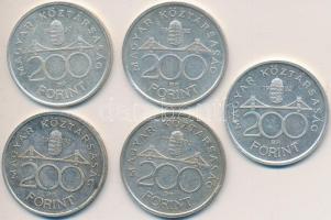 1992. 200Ft Ag "MNB" (5x) T:2,2- Adamo F13