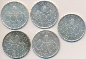 1992. 200Ft Ag "MNB" (5x) T:2,2- Adamo F13