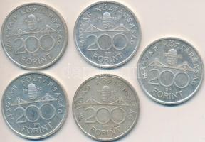 1992. 200Ft Ag "MNB" (5x) T:2,2- Adamo F13