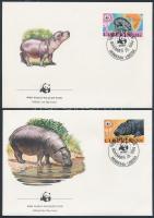 WWF Vízilovak sor 4 FDC-n WWF Dwarf Hippo set 4 FDC