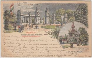 Budapest Ezredéves Országos Kiállítás, Főbejárat, 2 Kr Ga. litho s: Morelli, Dörre T. (EK)