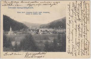 Gyergyótölgyes, Római és Görög katolikus templom, iskola, lelkészlak / Roman and Greek catholic churc, school, parsonage (EK)