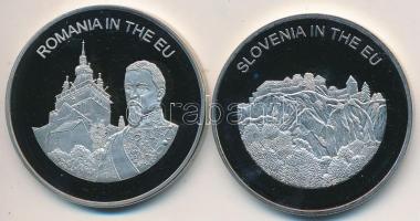 Máltai Lovagrend 2004. 100L (2x) "Szlovénia az EU-ban" + "Románia az EU-ban" T:P...