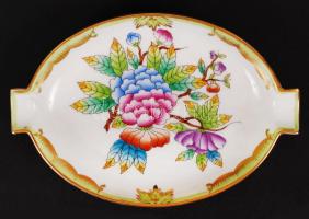 Herendi Viktória mintás kis tálka, kézzel festett, jelzett, hibátlan, 13×9 cm