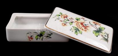 Hollóházi bonbonier, matricás, jelzett, hibátlan, 13×8 cm