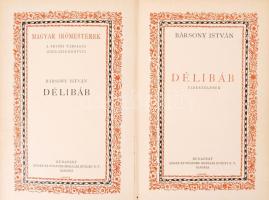 Bársony István: Délibáb. Elbeszélések. Bp., 1927, Singer és Wolfner. Aranyozott gerincű félbőr kötés, gerincnél kissé kopott, kopottas állapotban.