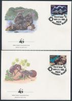 Marine snails and clams block of 4 + the set on 4 FDC Tengeri csigák és kagylók négyestömb + ugyanaz...