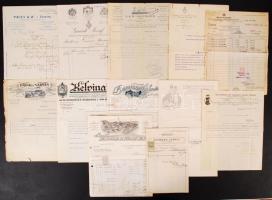 1900-1943 12 db díszes fejléces számla (S.& W. Hoffmann, Szommer György, Giradi József, Esztergom Szászvári Kőszénbánya Részvénytársaság stb.)