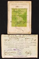 1929-1930 Egervidéki Vadásztársaság tagsági igazolványa és ugyanazon személy vadászati jegy