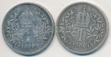 Ausztria 1900. 1K Ag (2x) T:2- Austria 1900. 1 Corona Ag (2x) C:VF