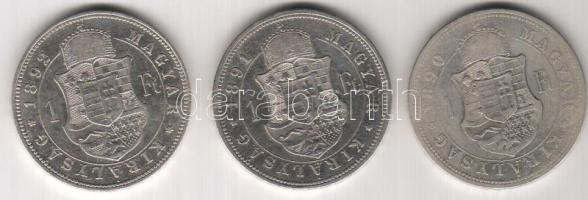 1890-1991-1992. 1Ft Ag "Fiumei címer" 3klf.db T:3,2/3+,2/3+