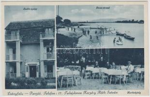 Leányfalu, Keczéry Róth István szállodája, kerthelyiség, Duna strand csónakokkal