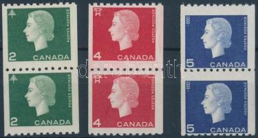 Definitive 3 diff. roll stamp pairs, Forgalmi tekercs bélyeg párok 3 klf