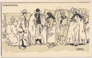 'Subavásár' Kner Izidor kiadása / Hungarian folklore art postcard s: Garay