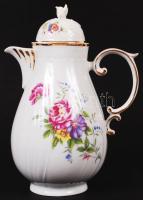 Hollóházi virág mintás mokkás készlet, matricás, jelzett, hibátlan