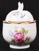 Hollóházi virág mintás mokkás készlet, matricás, jelzett, hibátlan