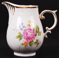 Hollóházi virág mintás mokkás készlet, matricás, jelzett, hibátlan