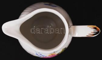 Hollóházi virág mintás mokkás készlet, matricás, jelzett, hibátlan